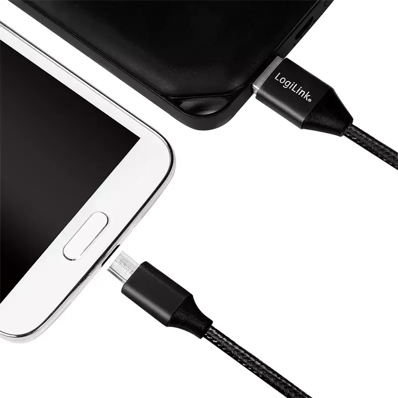 Cable USB LogiLink CU0143 USB 2.0 0,3 m USB A Micro-USB B negro