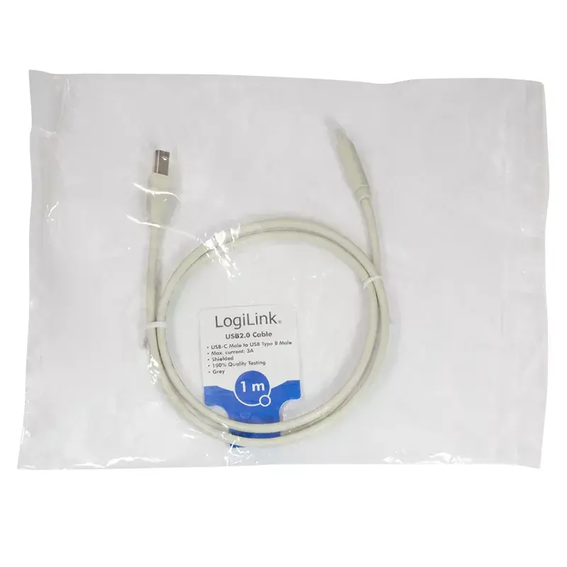 LogiLink CU0160 cable USB 2.0 de USB-C a USB-B, 1 m, gris