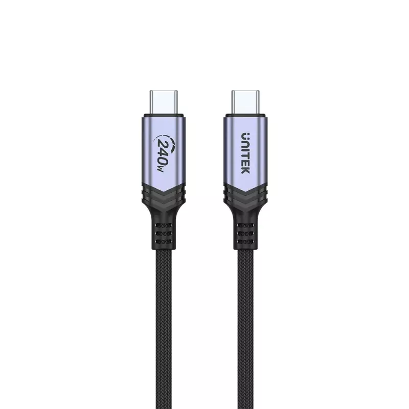 Unitek C14110GY-2M cable de carga USB-C a USB-C, PD 240 W (48 V/5 A), 2 m, negro-gris