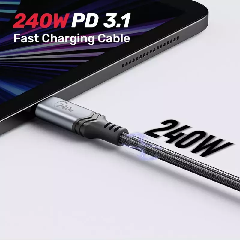 Unitek C14110GY-2M cable de carga USB-C a USB-C, PD 240 W (48 V/5 A), 2 m, negro-gris