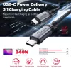 Unitek C14110GY-2M cable de carga USB-C a USB-C, PD 240 W (48 V/5 A), 2 m, negro-gris