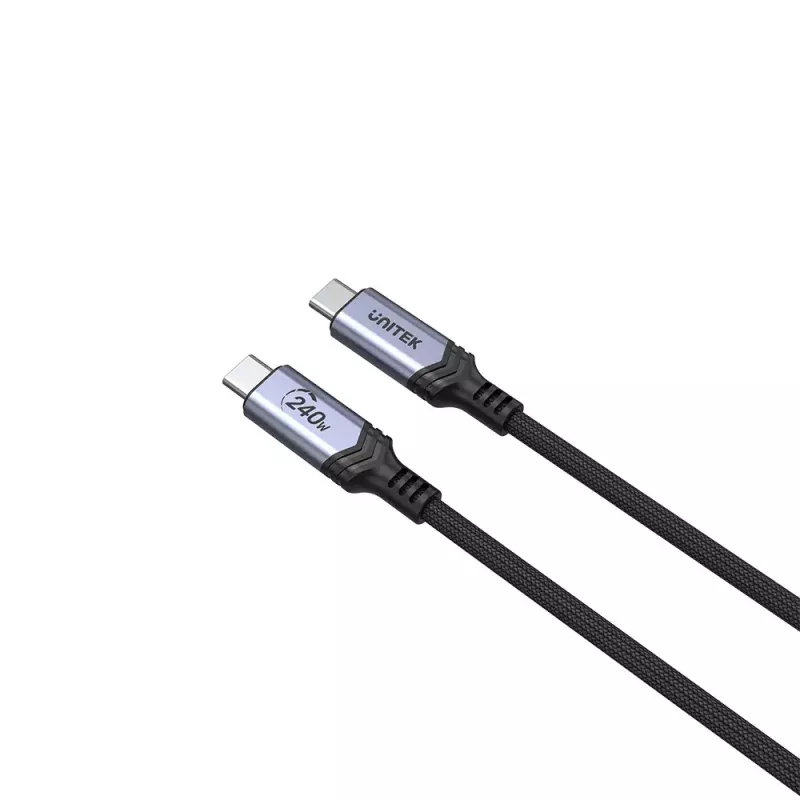 Unitek C14110GY-2M cable de carga USB-C a USB-C, PD 240 W (48 V/5 A), 2 m, negro-gris