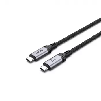 Cable USB-C a USB-C Unitek C14110GY-2M USB 3.2 Gen 1, 2 m, 5 A, 240 W, negro