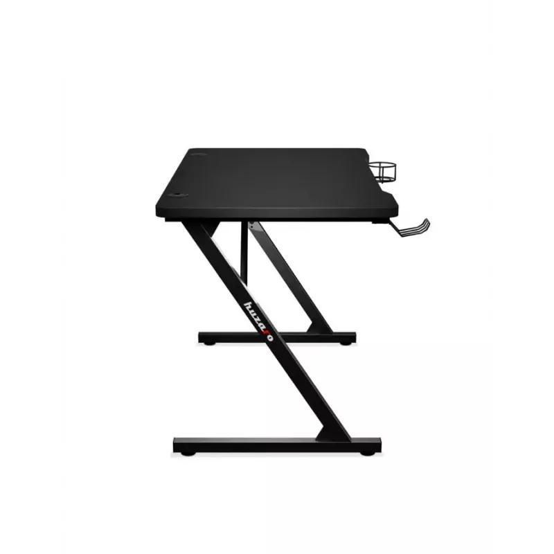 Mesa gaming recta Huzaro Hero 1.8 negra – tablero MDF 1000×600×700 mm, estructura de acero, portavasos