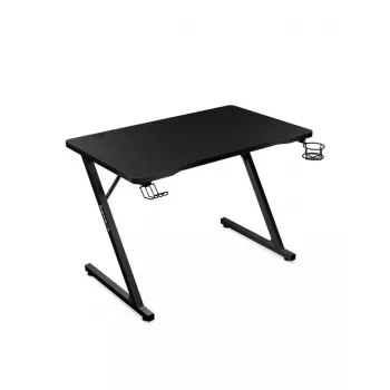 Mesa gaming recta Huzaro Hero 1.8 negra – tablero MDF 1000×600×700 mm, estructura de acero, portavasos