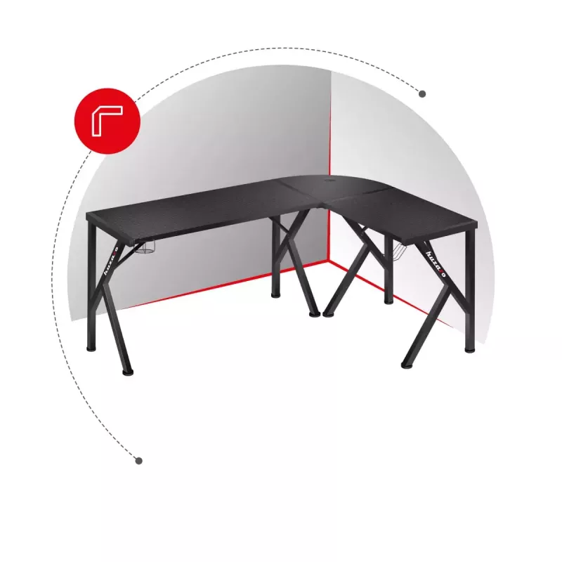Huzaro Hero 6.3 escritorio gaming, 154×48×74 cm, tablero de 1,5 cm, negro