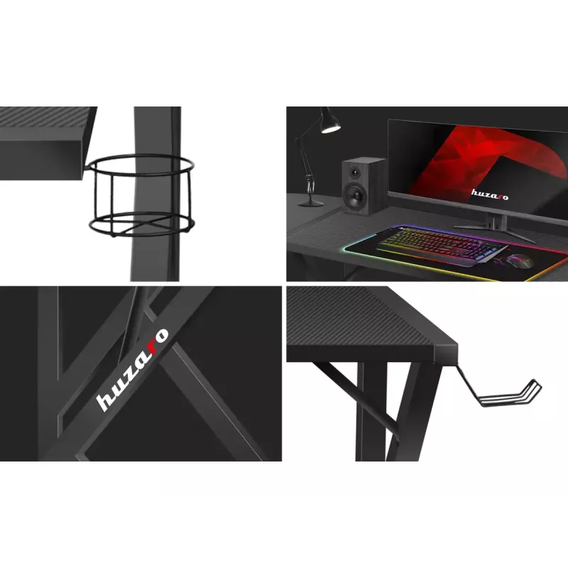 Huzaro Hero 6.3 escritorio gaming, 154×48×74 cm, tablero de 1,5 cm, negro