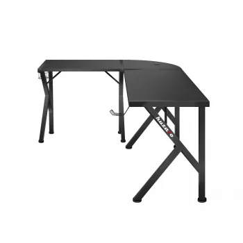 Mesa gaming en esquina Huzaro Hero 6.3 negra forma en L superficie de fibra de carbono 1540×1170×740 mm