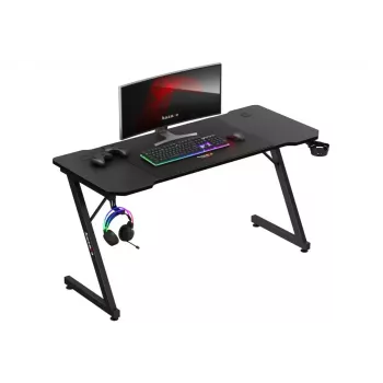 Escritorio gaming ergonómico huzaro Hero 3.3 Negro — tablero recto rectangular 1400x600 mm, altura 740 mm, tablero de 15 mm