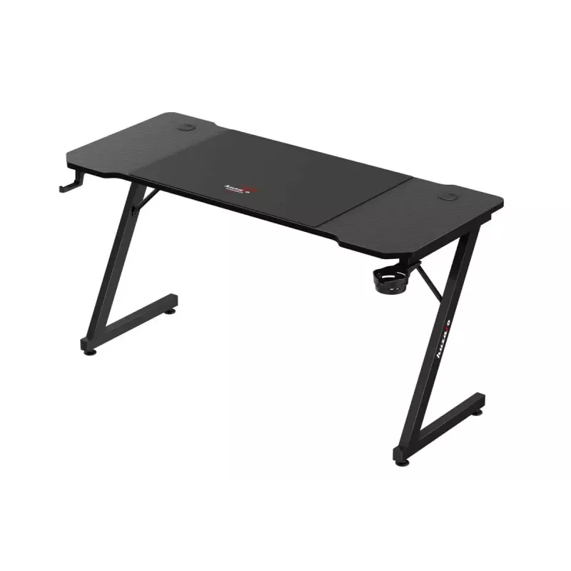 Escritorio gaming ergonómico huzaro Hero 3.3 Negro — tablero recto rectangular 1400x600 mm, altura 740 mm, tablero de 15 mm