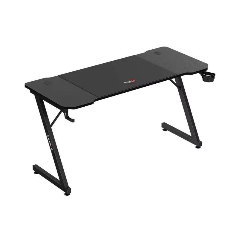 Escritorio gaming ergonómico huzaro Hero 3.3 Negro — tablero recto rectangular 1400x600 mm, altura 740 mm, tablero de 15 mm