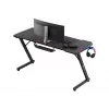 Escritorio gaming huzaro Hero 3.3 RGB — tablero recto negro 1400x600 mm, iluminación LED, portavasos, soporte para auriculares