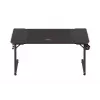 Escritorio gaming huzaro Hero 3.3 RGB — tablero recto negro 1400x600 mm, iluminación LED, portavasos, soporte para auriculares