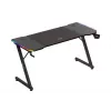 Escritorio gaming huzaro Hero 3.3 RGB — tablero recto negro 1400x600 mm, iluminación LED, portavasos, soporte para auriculares