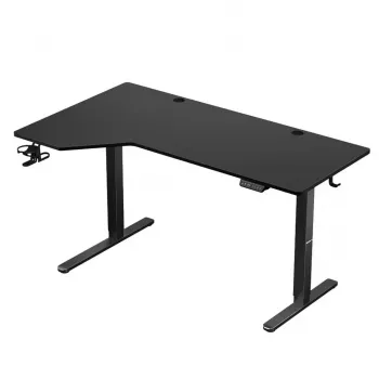 Escritorio gaming huzaro Hero 9.1 Negro – tablero MDF en forma de L, carga USB-C, control LED, altura ajustable 72–118 cm