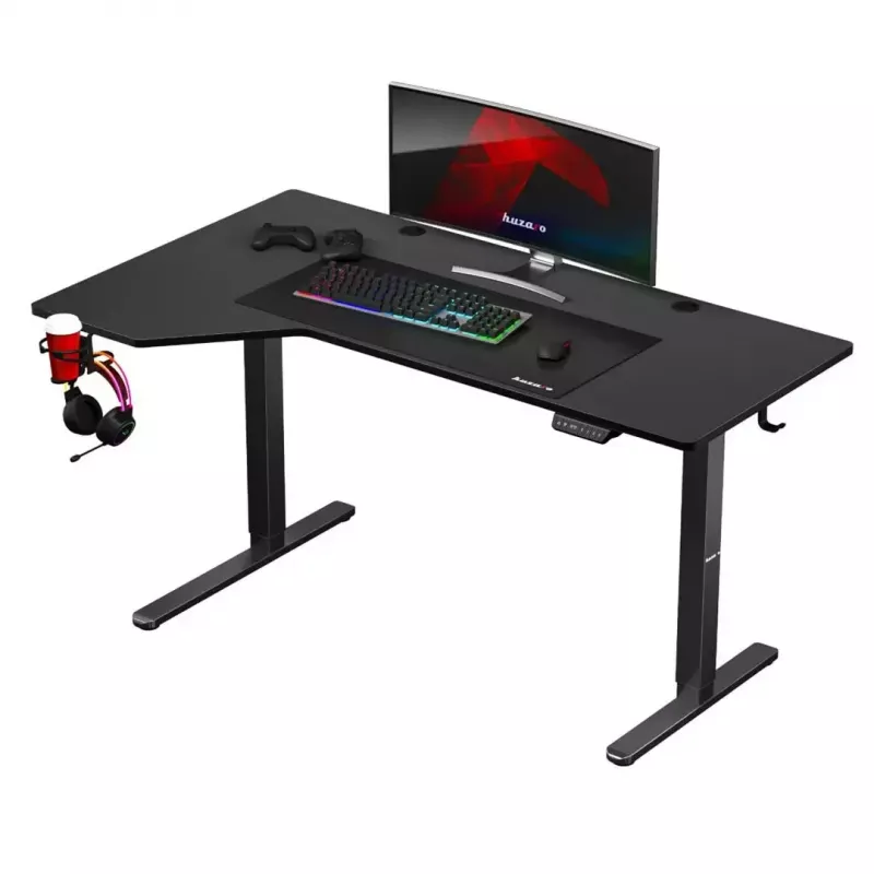 Huzaro Hero 9.1 escritorio gaming eléctrico, altura regulable, 145×85 cm, negro
