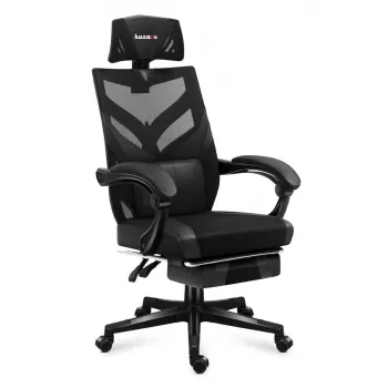 Silla gaming Huzaro Combat 5.0 Asiento de malla Negra — asiento de malla, respaldo transpirable, inclinación 90–140°, carga máx. 140 kg, reposabrazos, reposapiés