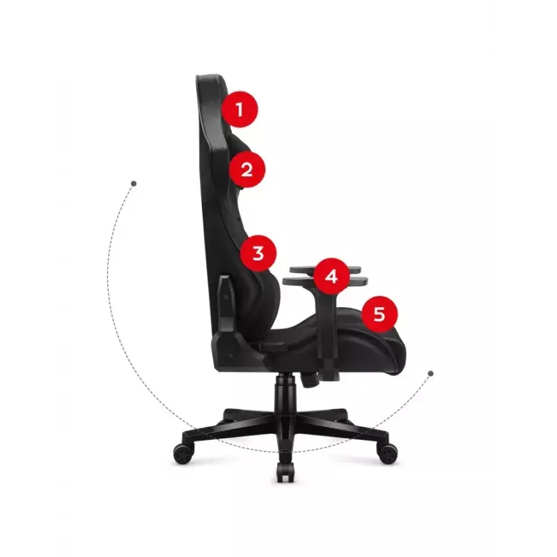Silla gaming Huzaro Force 7.6 Negra — asiento envolvente acolchado, respaldo ajustable, peso máx. 150 kg