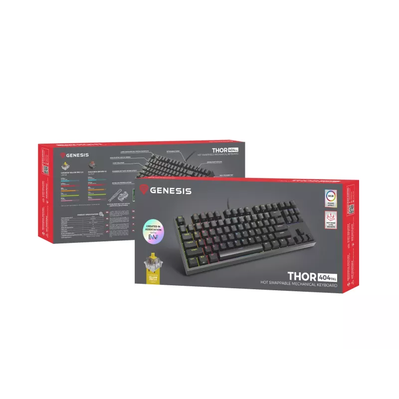 Teclado GENESIS Thor 404 TKL Gaming USB QWERTY US International Negro