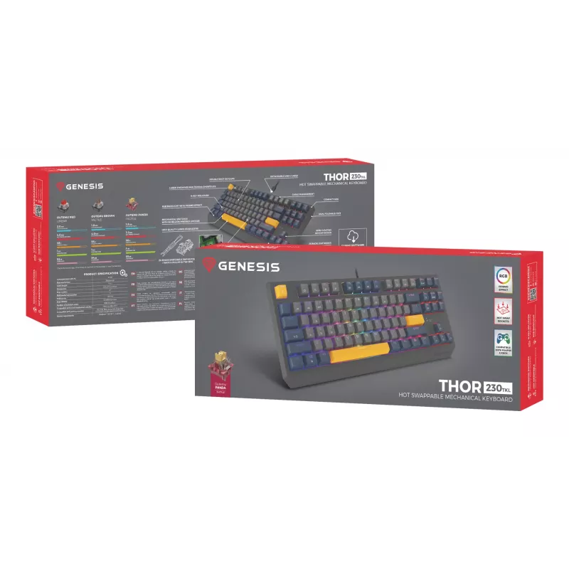 Teclado GENESIS Thor 230 TKL Gaming USB QWERTY Inglés Azul