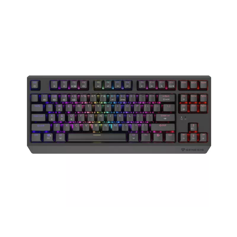 Teclado gaming mecánico tenkeyless GENESIS Thor 230 TKL — USB, RF Wireless, Bluetooth, 87 teclas QWERTY, Gris