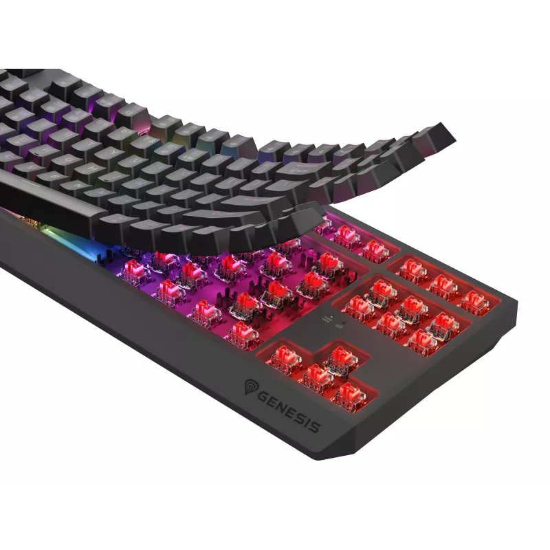 Teclado gaming mecánico tenkeyless GENESIS Thor 230 TKL — USB, RF Wireless, Bluetooth, 87 teclas QWERTY, Gris