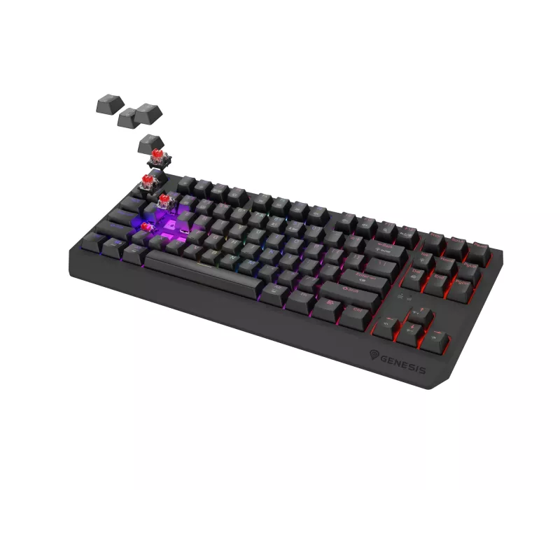 Teclado gaming mecánico tenkeyless GENESIS Thor 230 TKL — USB, RF Wireless, Bluetooth, 87 teclas QWERTY, Gris