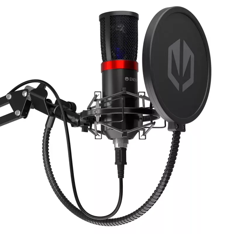 Micrófono para PC ENDORFY Solum Streaming, USB-C con cable, patrón cardioide, 48 kHz/16 bits, 18–21000 Hz, montaje de mesa, incluye araña y antipop