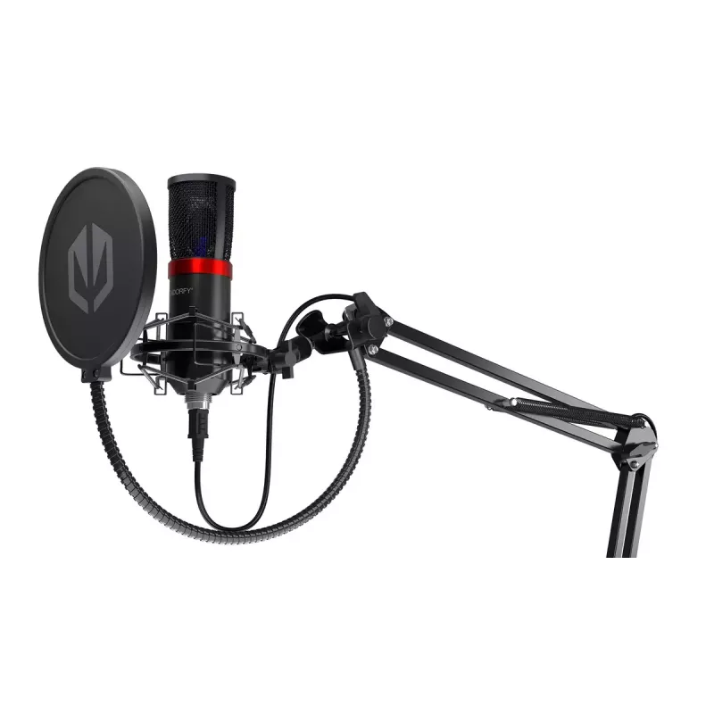 Micrófono para PC ENDORFY Solum Streaming, USB-C con cable, patrón cardioide, 48 kHz/16 bits, 18–21000 Hz, montaje de mesa, incluye araña y antipop