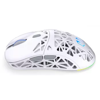 Ratón gaming inalámbrico ENDORFY LIV Onyx White — Bluetooth/2,4 GHz, 12000 DPI, ambidiestro, iluminación aRGB, 6 botones, cable USB-A/USB-C