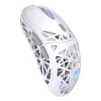 Ratón gaming inalámbrico ENDORFY LIV Onyx White — Bluetooth/2,4 GHz, 12000 DPI, ambidiestro, iluminación aRGB, 6 botones, cable USB-A/USB-C