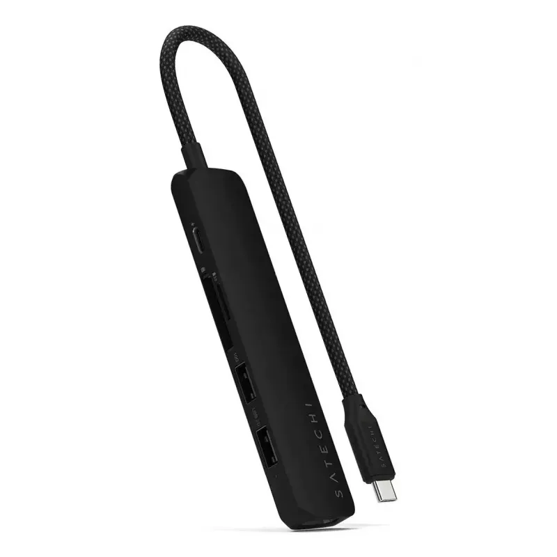 Satechi ST-P6SK hub multipuerto USB-C delgado 6 en 1: USB-C, 2x USB-A, HDMI 4K, lector de tarjetas micro/SD