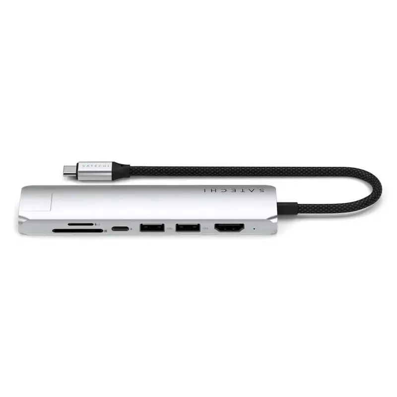Hub USB Type-C Satechi ST-P7SS con HDMI, USB 3.2 Gen 2, Gigabit Ethernet — 10000 Mbit/s, 4K@60Hz, plata
