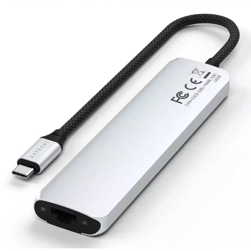 Hub USB Type-C Satechi ST-P7SS con HDMI, USB 3.2 Gen 2, Gigabit Ethernet — 10000 Mbit/s, 4K@60Hz, plata
