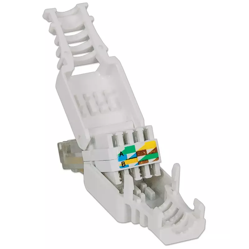 Conector modular RJ45 Intellinet, conector sin herramienta, Cat5/5e/6, cables UTP rígidos y flexibles 22-26 AWG