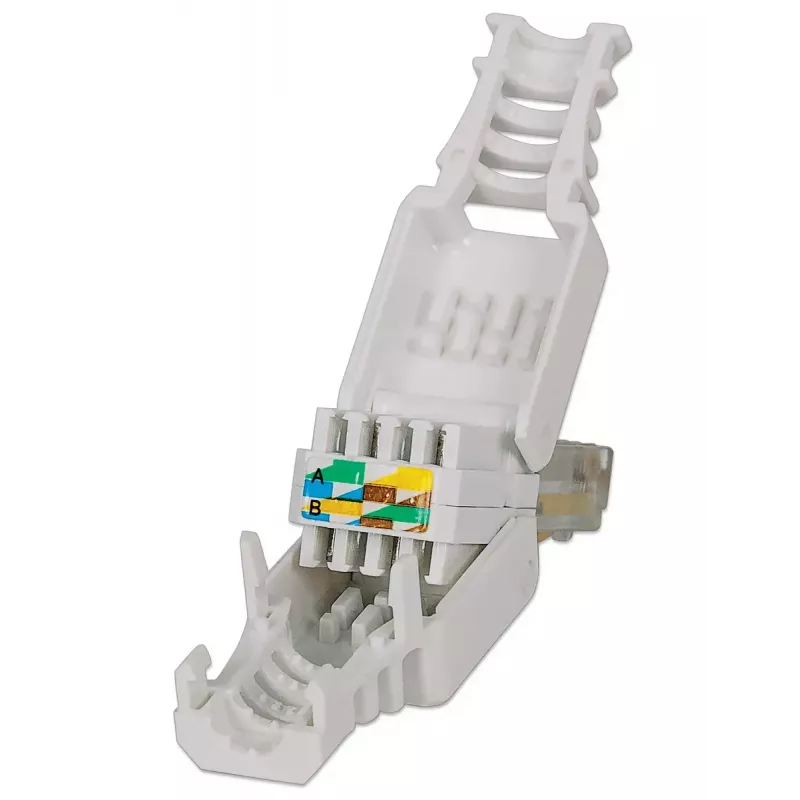 Conector modular RJ45 Intellinet, conector sin herramienta, Cat5/5e/6, cables UTP rígidos y flexibles 22-26 AWG