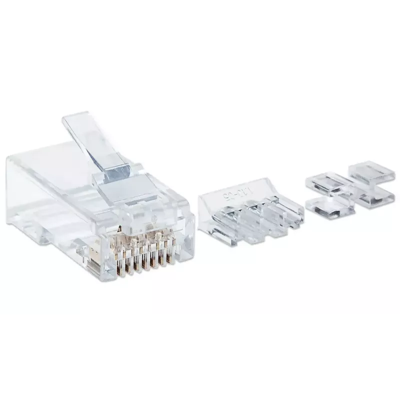 Conector modular RJ45 Intellinet, Cat6A, UTP, 2 puntas, para cable flexible, contactos chapados en oro de 15 µ, pack de 80