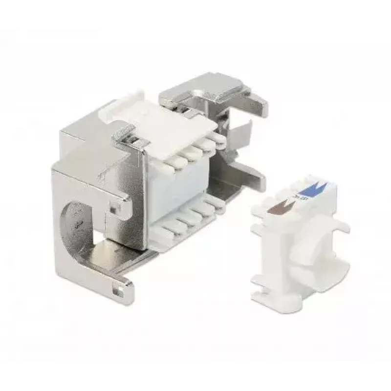 Keystone Jack RJ-45 sin herramienta apantallado Intellinet Cat8.1 40G plateado