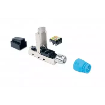 Conector modular RJ45 sin herramienta apantallado Intellinet Cat8.1 40G azul conector macho