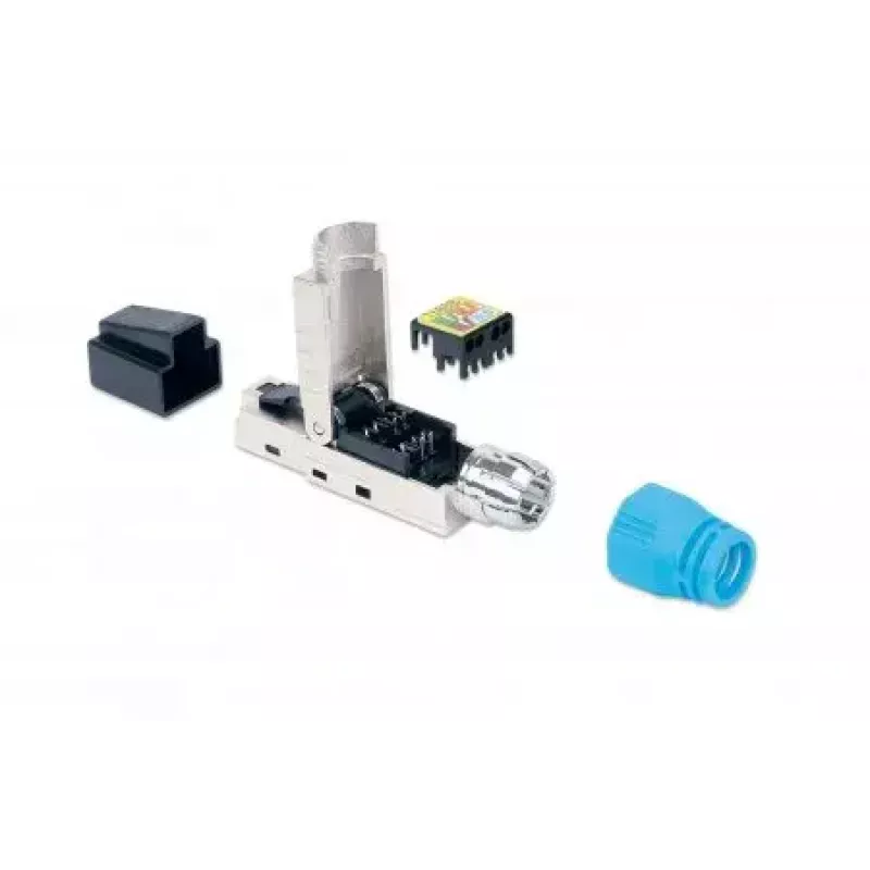 Conector modular RJ45 sin herramienta apantallado Intellinet Cat8.1 40G azul conector macho