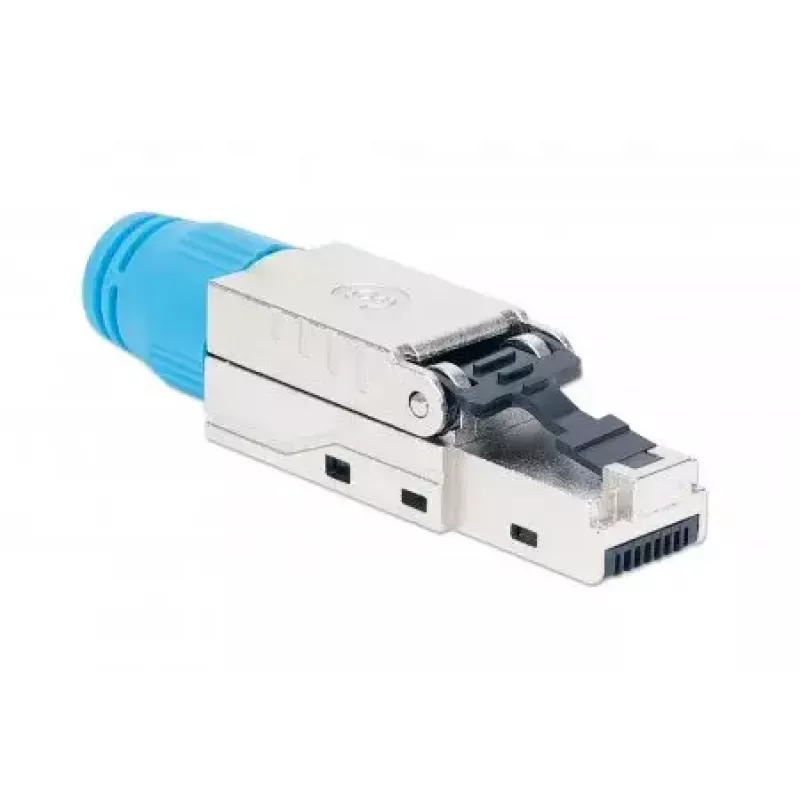 Conector modular RJ45 sin herramienta apantallado Intellinet Cat8.1 40G azul conector macho