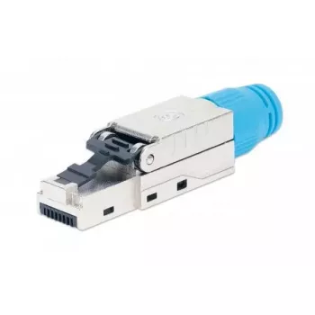 Conector modular RJ45 sin herramienta apantallado Intellinet Cat8.1 40G azul conector macho