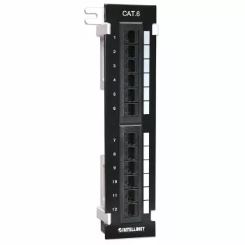 Panel de parcheo Intellinet, Cat6, montaje en pared, UTP, 12 puertos, negro