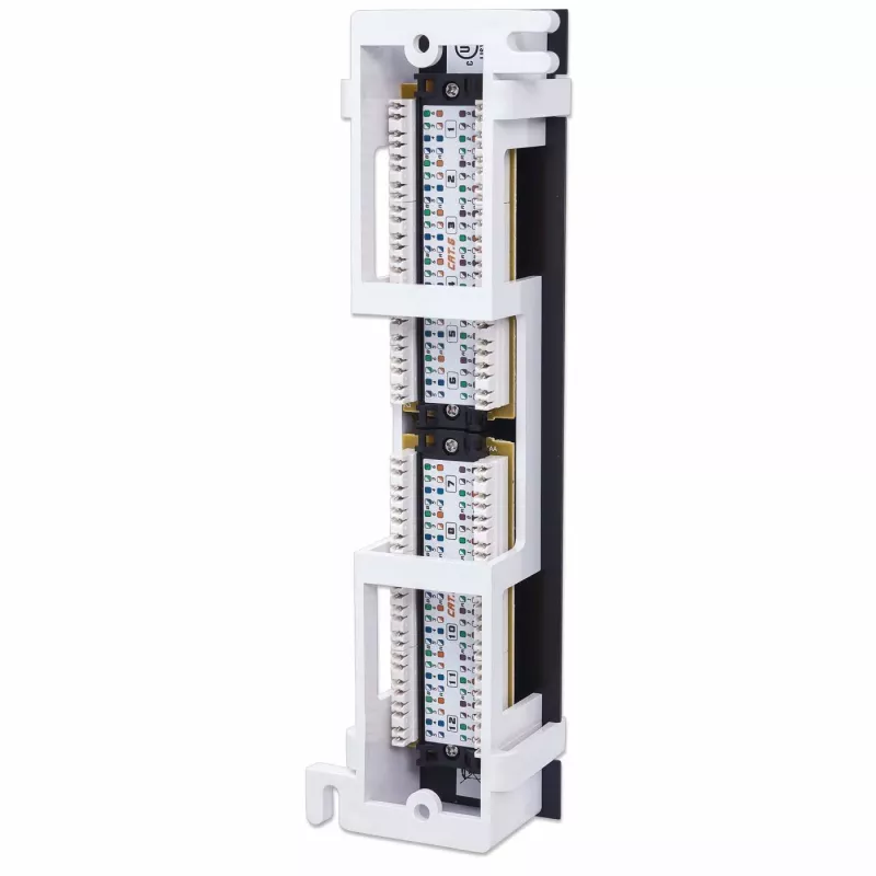Panel de parcheo Intellinet, Cat6, montaje en pared, UTP, 12 puertos, negro