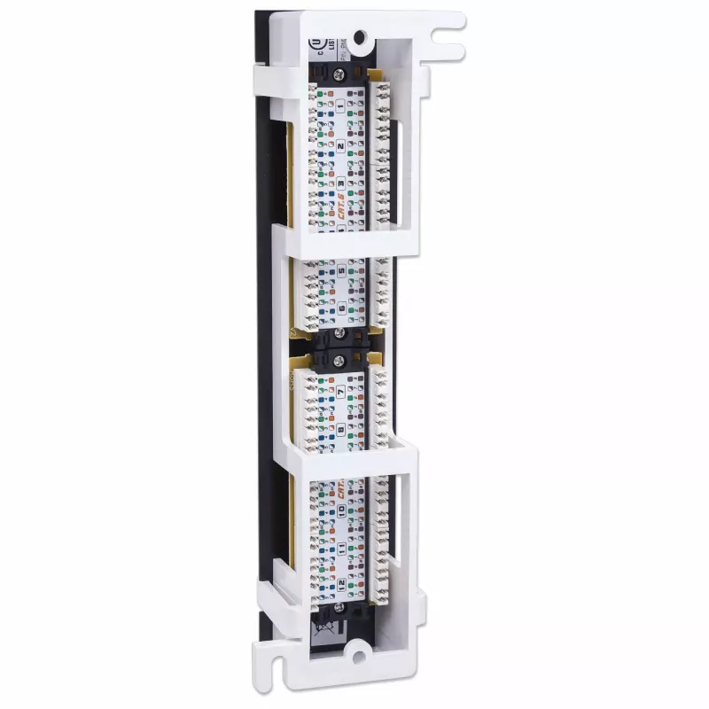 Panel de parcheo Intellinet, Cat6, montaje en pared, UTP, 12 puertos, negro