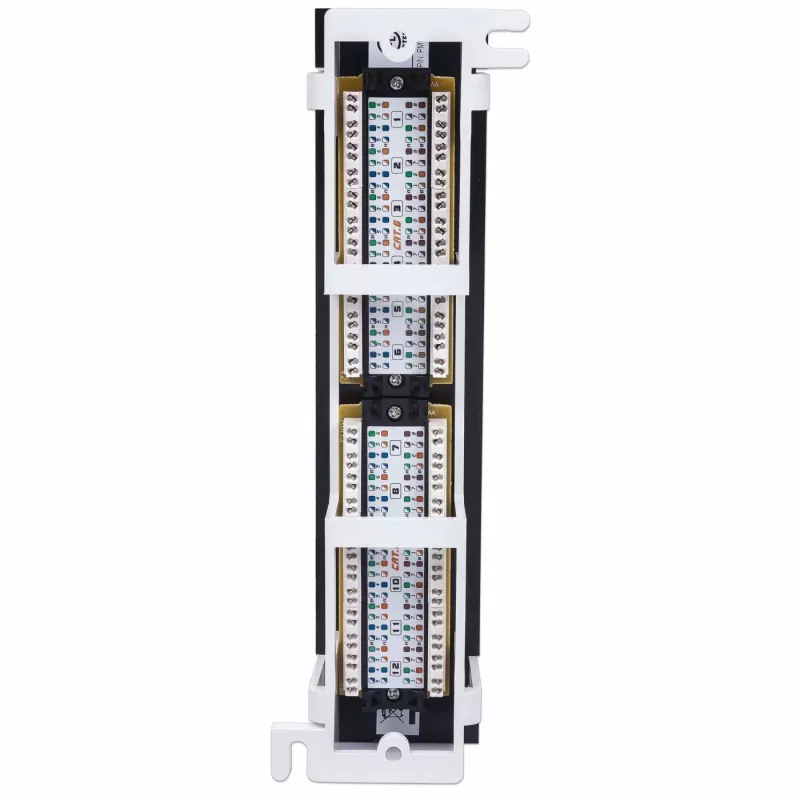 Panel de parcheo Intellinet, Cat6, montaje en pared, UTP, 12 puertos, negro