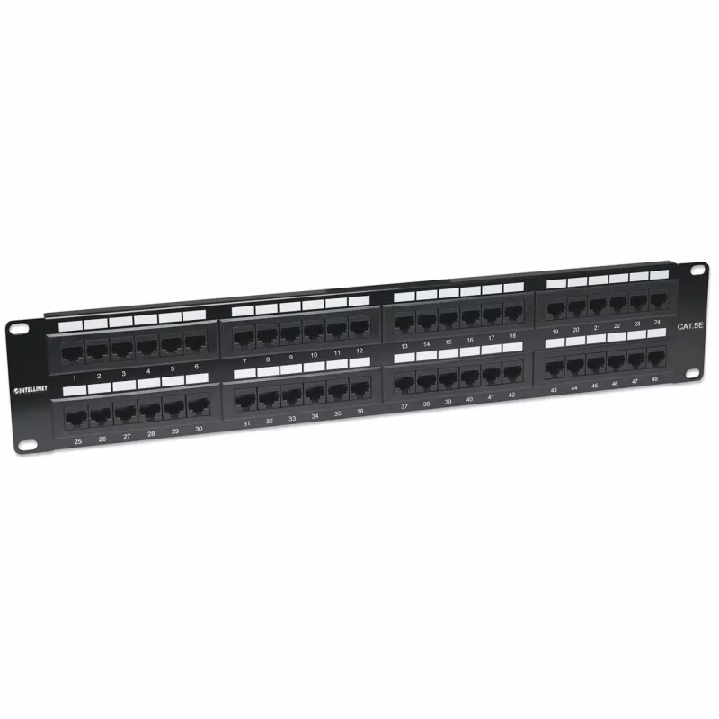 Panel de parcheo Intellinet, Cat5e, UTP, 48 puertos, 2U, negro