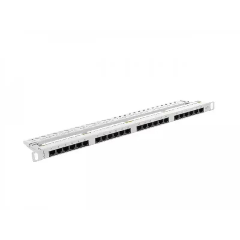 Lanberg PPU6-0024-S panel de parcheo de 19 pulgadas, 24 puertos Cat6 UTP, 0,5U, gris