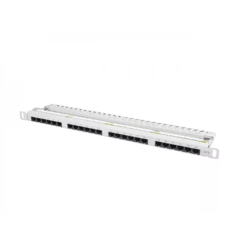 Lanberg PPU6-0024-S panel de parcheo de 19 pulgadas, 24 puertos Cat6 UTP, 0,5U, gris