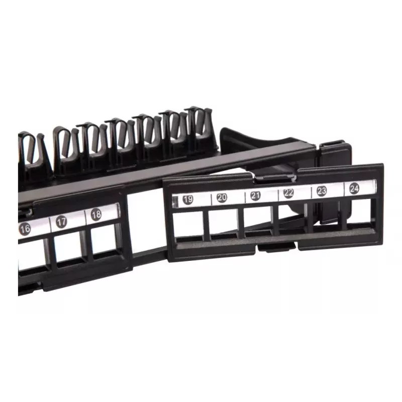 Patch panel modular Techly 24 posiciones UTP con módulos extraíbles 1HE negro